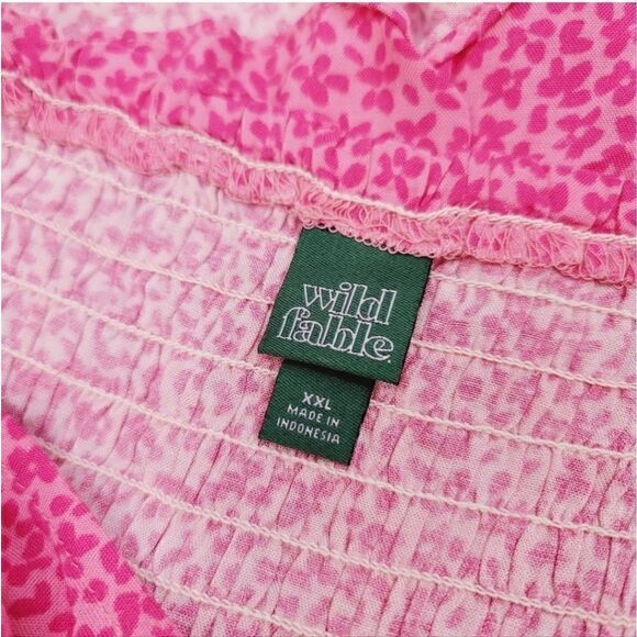 NEW Wild Fable Cinch Front Peplum Sleeveless Tank Top in Pink Floral Size XXL - Picture 6 of 8